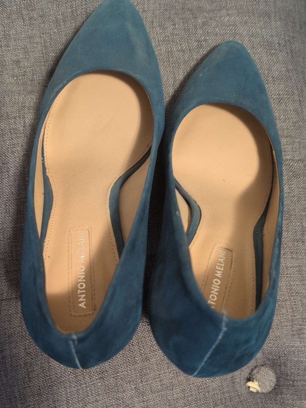 ANTONIO MELANI Teal Pointed-Toe Suede Flats
